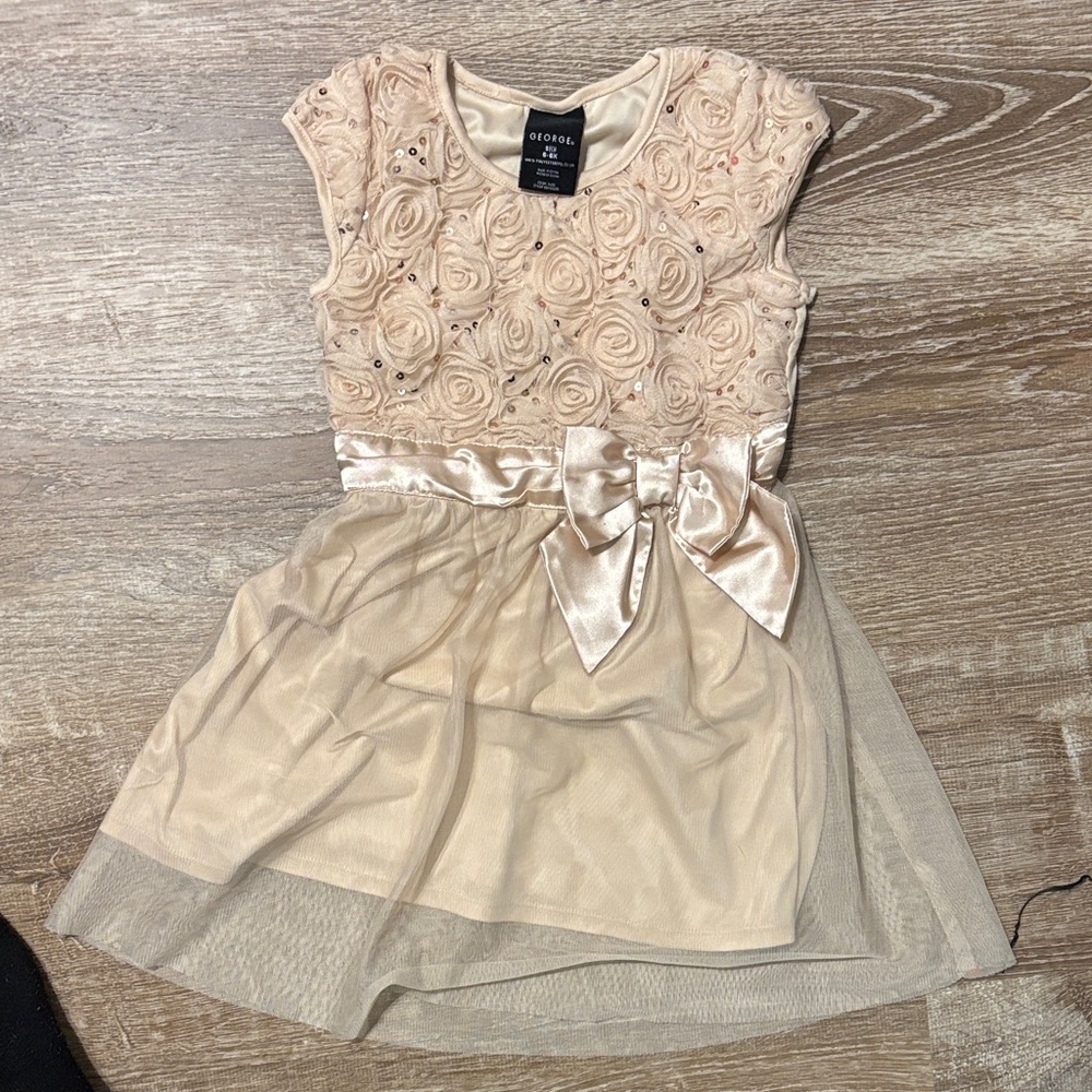 George Rosette Embellished Cream Dress
